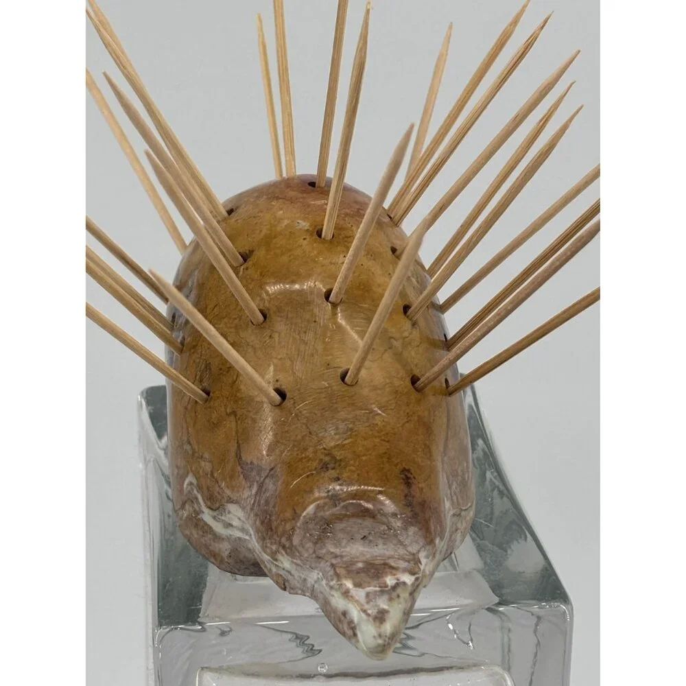 Handcrafted Stone‎ Porcupine Toothpick Holder Sculpture
